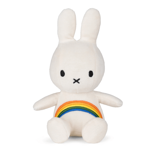 Miffy Rainbow Corduroy White 18cm plush toy by Bon Ton Toys front view