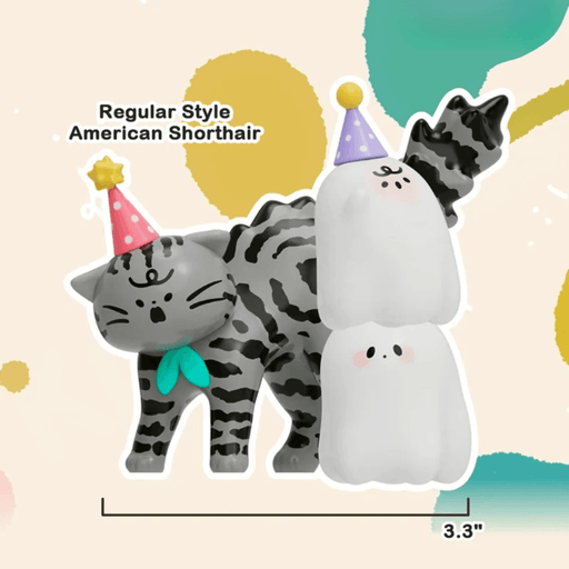 American Shorthair Mimi Maomao figure with stacked white ghost companions