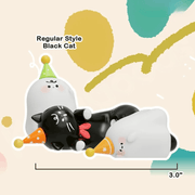 Black Cat Mimi Maomao figure with white ghost companions from the Jinart blind box series