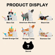 Mimi Maomao character lineup showing six regular cat figures and a mystery secret design