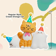 Cream Orange Cat Mimi Maomao figure with two playful ghost characters
