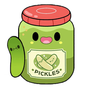Illustration artwork of the Mini Comfort Food Jar of Pickles plush toy design