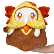 Mini Squishable Autumn Fairy Plague Nurse plush with yellow leaf hood, orange eyes and cream beak