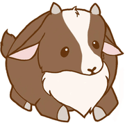 Cartoon illustration of the Baby Goat character with brown and white fur and floppy ears.