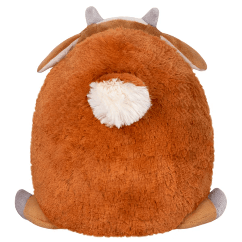 Back view of Mini Squishable Baby Goat plush toy showing soft brown fur and fluffy tail.