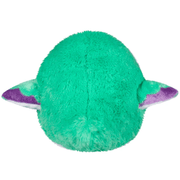 Back view of Mini Squishable Baby Hummingbird plush toy showing green fluffy body and wings.