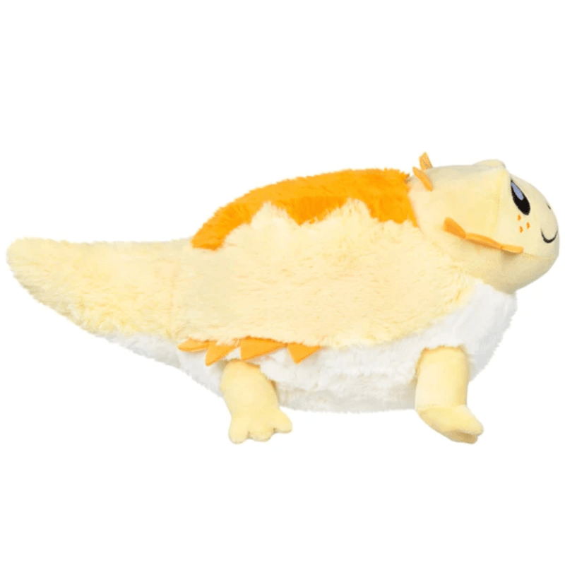 Side view of Mini Squishable Bearded Dragon plush showing its long yellow tail