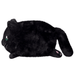 Side view of Mini Squishable Black Kitty plush lying down with tail and whiskers visible