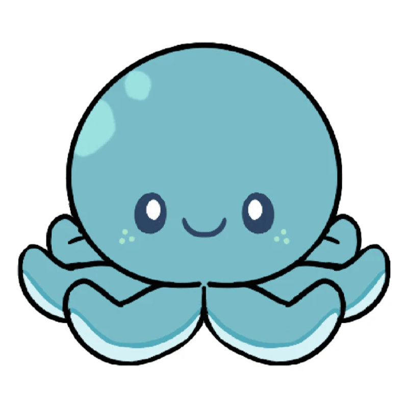 Illustration of the Mini Squishable Blue Baby Octopus character