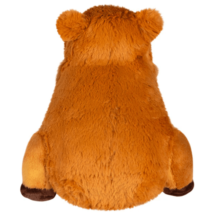 Mini Squishable Capybara plush toy back view showing rounded shape and small ears on a white background