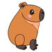 Cute cartoon illustration of a capybara matching the Mini Squishable Capybara plush toy