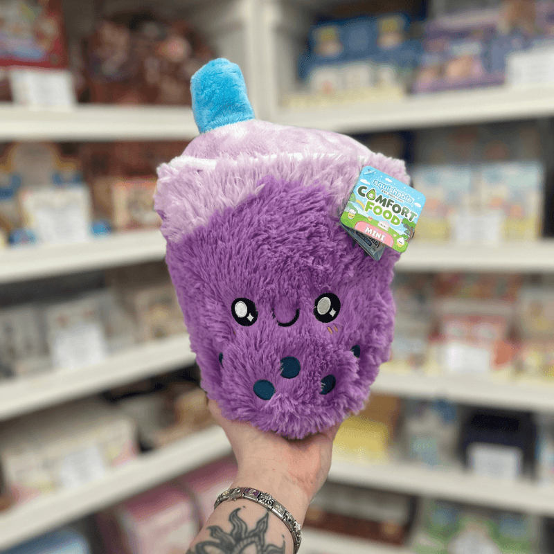 Mini Squishable Comfort Food Bubble Tea plush toy held in hand, front view
