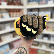 Mini Squishable Death's-head Hawkmoth plush toy held in hand showing wing detail