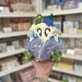 Mini Squishable Fairy Baby Mothman plush toy with fluffy cream body, floral purple wings, green feet and blue hat