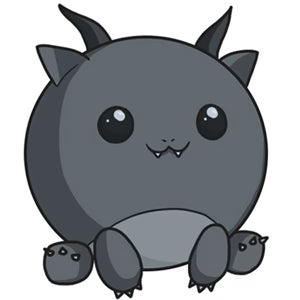 Cartoon-style design of Mini Squishable Gargoyle plush with chubby wings and horns.