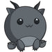 Cartoon-style design of Mini Squishable Gargoyle plush with chubby wings and horns.