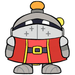 Cartoon illustration of the Mini Squishable Knight character in armour with a red cape
