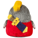 Back view of Mini Squishable Knight plush toy with yellow plume and sword on the cape