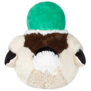 Rear view of Mini Squishable Mallard plush toy highlighting white tail and brown feather pattern.