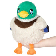 Mini Squishable Mallard plush toy with soft cream body, green head, and orange feet.