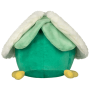 Rear view of Mini Squishable Matcha Moth with pale-green wing undersides