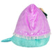 Rear view of Mini Squishable Mermaid Plague Nurse showing purple hood with frilly trim and teal tail.