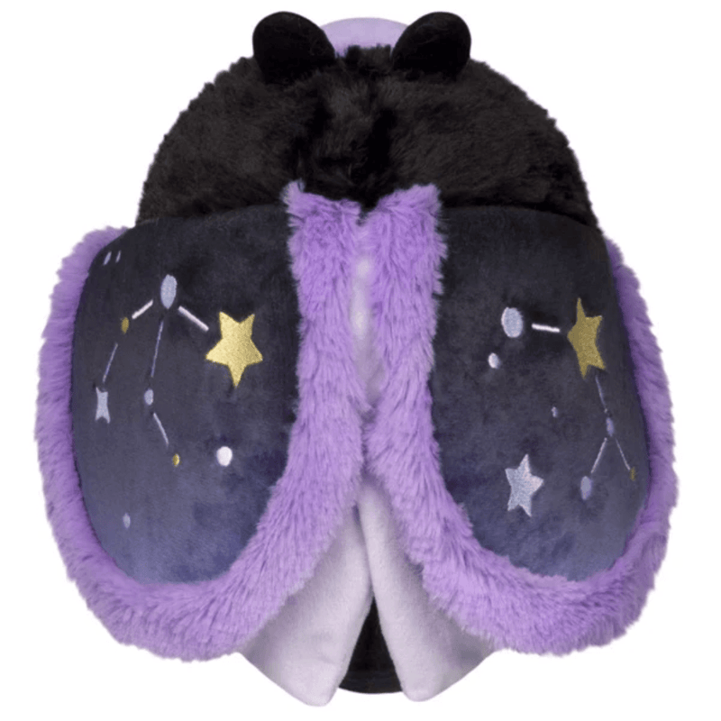 Back of Mini Squishable Midnight Moth showing star and constellation-patterned wings