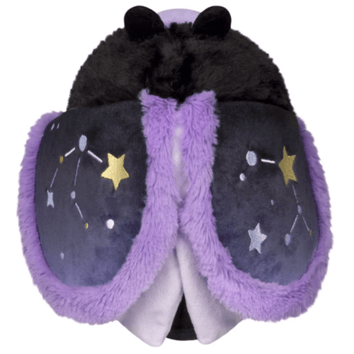 Back of Mini Squishable Midnight Moth showing star and constellation-patterned wings