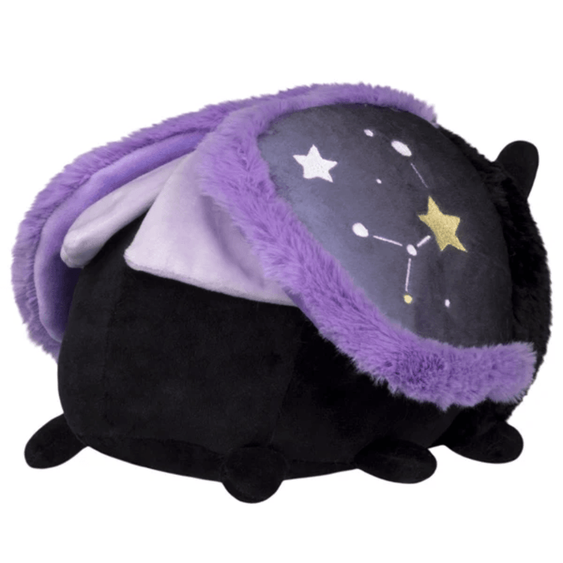 Underside of Mini Squishable Midnight Moth plush with lavender wing details