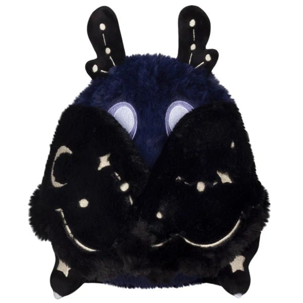 Mini Squishable Midnight Mothman plush with wings wrapped closed like a cosy cloak