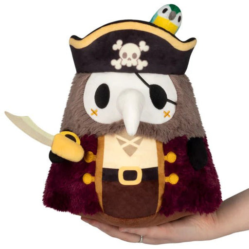 Mini Squishable Pirate Plague Doctor plush with skull hat, eyepatch, and plush sword.