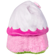 Back view of Mini Squishable Sakura Plague Nurse Plush showing pink hooded cape and soft plush design