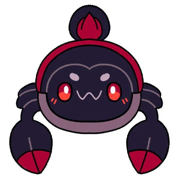 Mini Squishable Scorpion character artwork with red claws, cute face and curled tail.