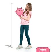 Mini Squishable plush size guide shown with model for scale