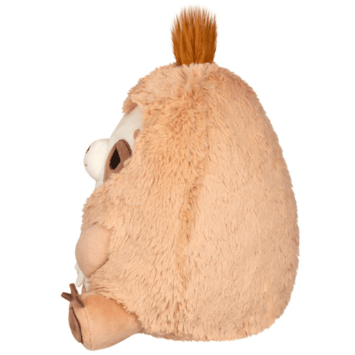 Side profile of Mini Squishable Sleepy Sloth plush toy showing rounded body and fluffy fur.