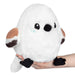 Mini Squishable Snow Fairy Bird plush toy, white fluffy bird with brown wings, black feet and blue snowflake cheeks.