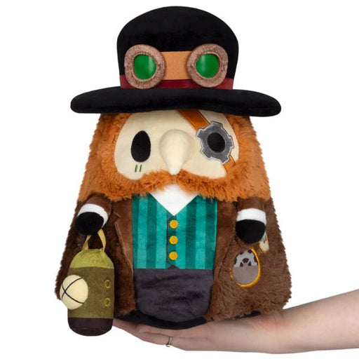 Mini Squishable Steampunk Plague Doctor plush with top hat, monocle gear, and lantern accessory.