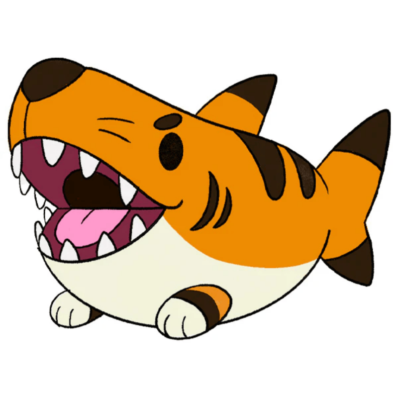 Illustration artwork of the Mini Squishable Tiger Shark plush toy design
