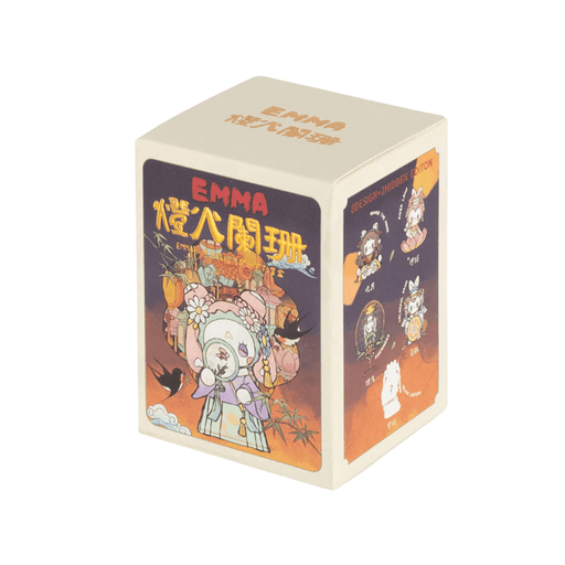 MJ Studio EMMA Lantern Festival blind box packaging with character art and series overview.