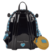 Rear of Loungefly Monster High Frankie Stein Mini Backpack with adjustable straps and Frankie Stein artwork