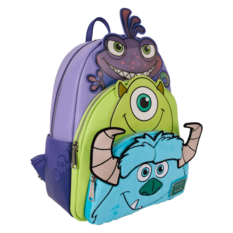 Monsters, Inc. Sulley, Mike, & Randall Triple Pocket Mini Backpack - Something Different Gift Shop