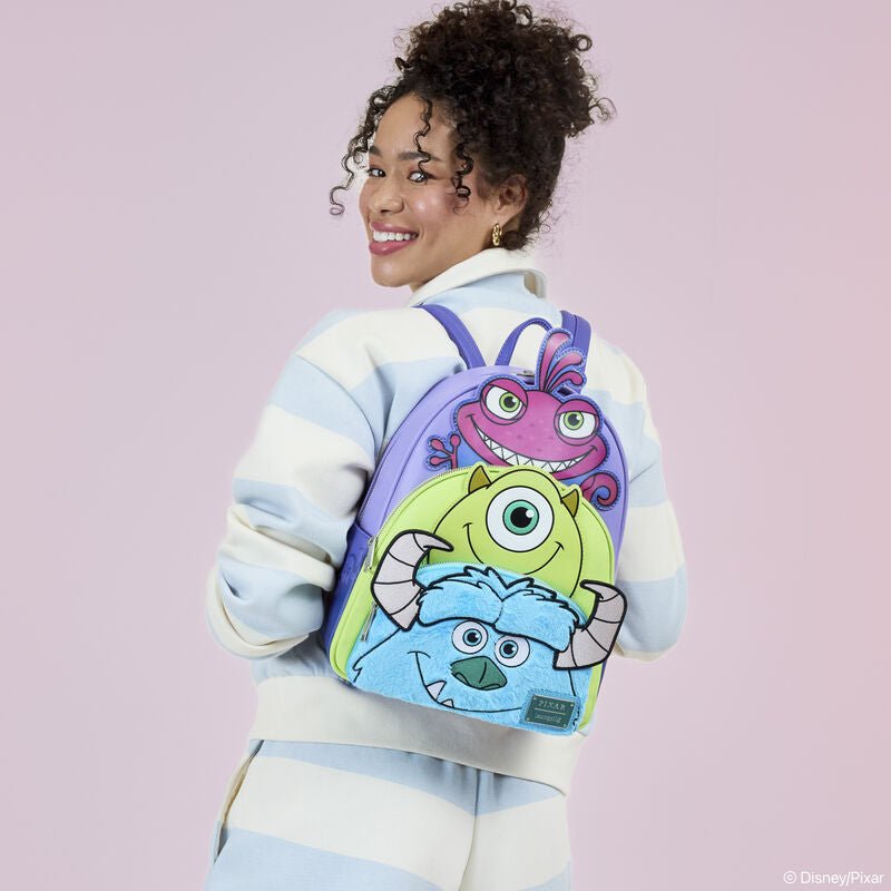 Monsters, Inc. Sulley, Mike, & Randall Triple Pocket Mini Backpack - Something Different Gift Shop