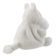 Back view of Moomin Palm Pals white plush soft toy