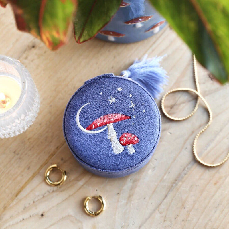 Lisa Angel Moonrise Mini Round Velvet Travel Jewellery Case in Blue – Something Different Gift Shop