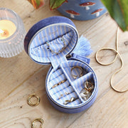 Lisa Angel Moonrise Mini Round Velvet Travel Jewellery Case in Blue – Something Different Gift Shop