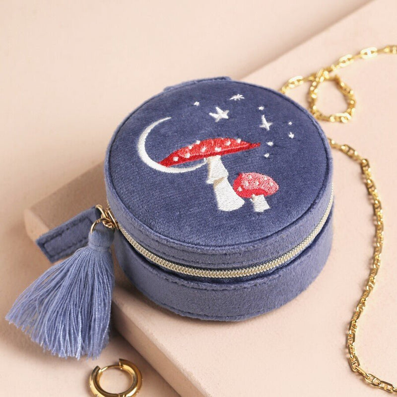 Lisa Angel Moonrise Mini Round Velvet Travel Jewellery Case in Blue – Something Different Gift Shop
