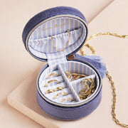 Lisa Angel Moonrise Mini Round Velvet Travel Jewellery Case in Blue – Something Different Gift Shop