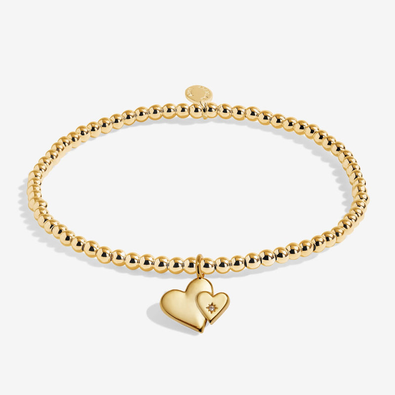Joma Jewellery A Little Mother & Daughter Bracelet with gold double heart charm