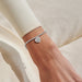 Silver-plated Joma Jewellery beaded Bracelet worn on wrist with sparkly heart charm and tiny star detail, Like A Mum To Me gift.