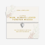 Joma Mum Always Loved Forever Missed bracelet on sentiment card